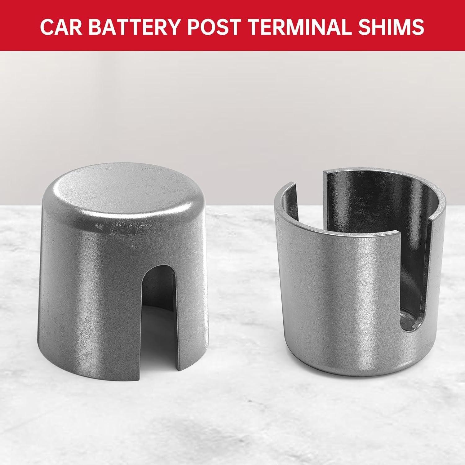 10 Pieces Battery Post Terminal Shims, Lead Terminal Shim Caps with 10 Pieces Washers for Top Post Battery Post Ends Repair, Universal for Vehicles, SUV, Truck, RV, Boat