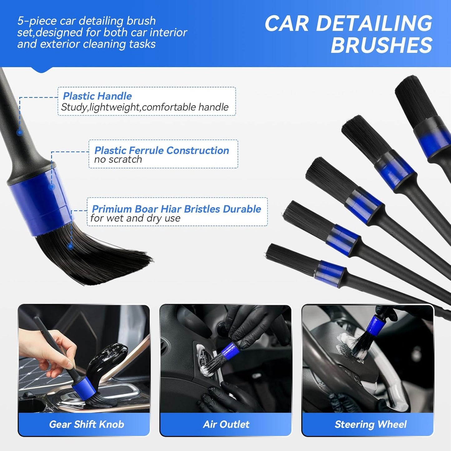 21Pcs Car Detailing Kit,Compelete Car Cleaning Kits Interior Cleaner with Detailing Brushes,Car Wash Kit with Cleaning Gel,Wash Mitt, Car Care Gift for Men